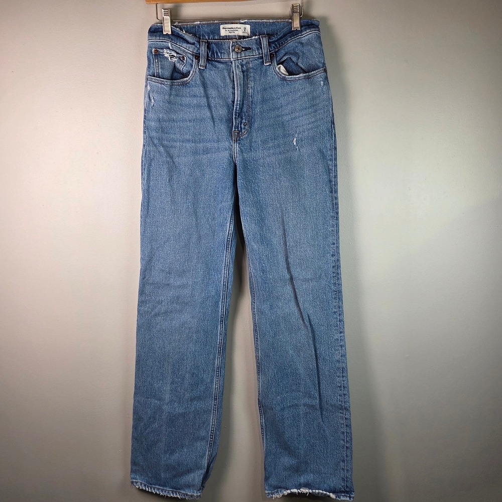 Abercrombie & Fitch 90s Relaxed Jean Womens 28/6L Blue Good Distressed High Rise